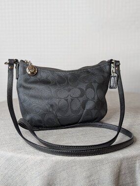 Coach Black Signature C Jacquard Mini Crossbody Shoulder Bag